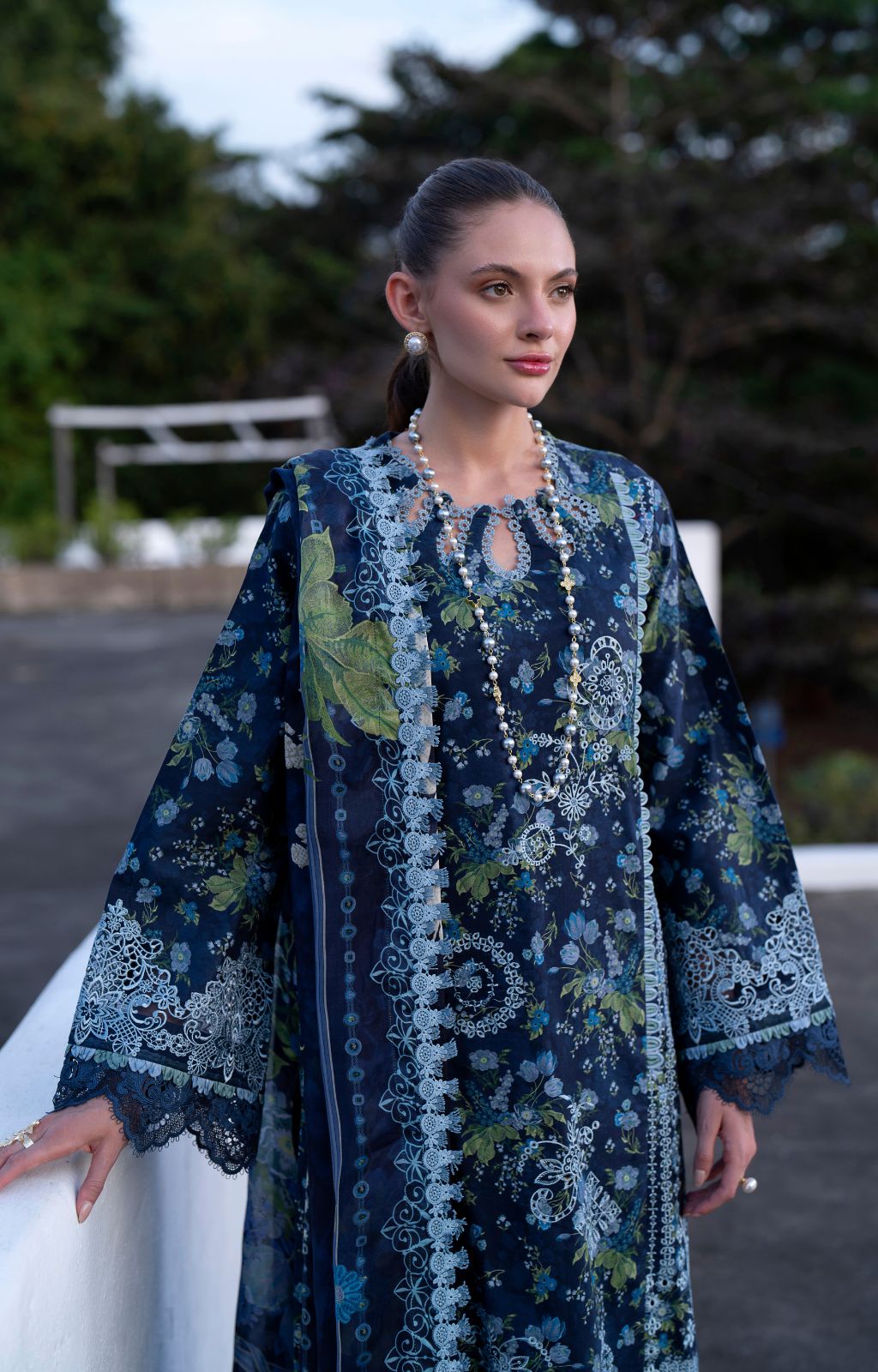 AJR Couture | Printakari Lawn 25 | Eden M Deep Blue Lawn