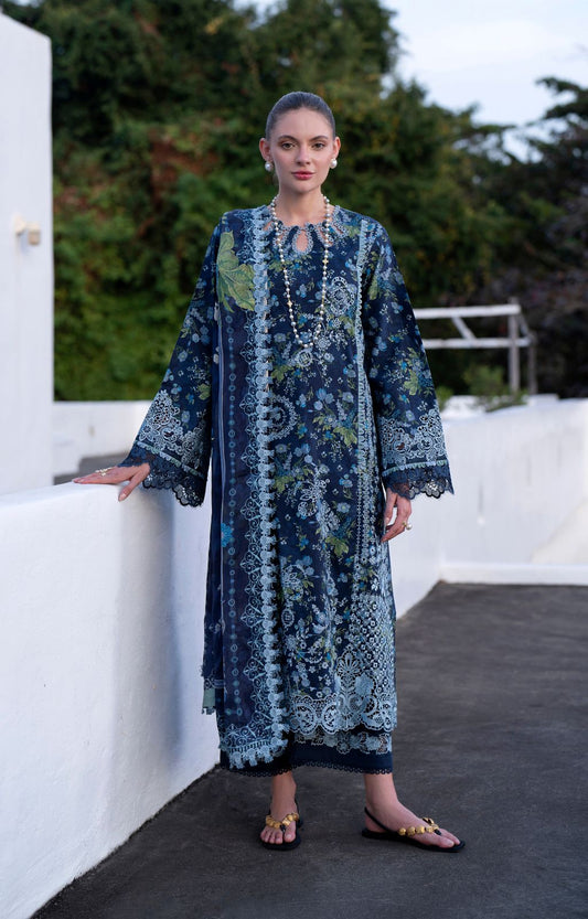 AJR Couture | Printakari Lawn 25 | Eden XS Deep Blue Lawn
