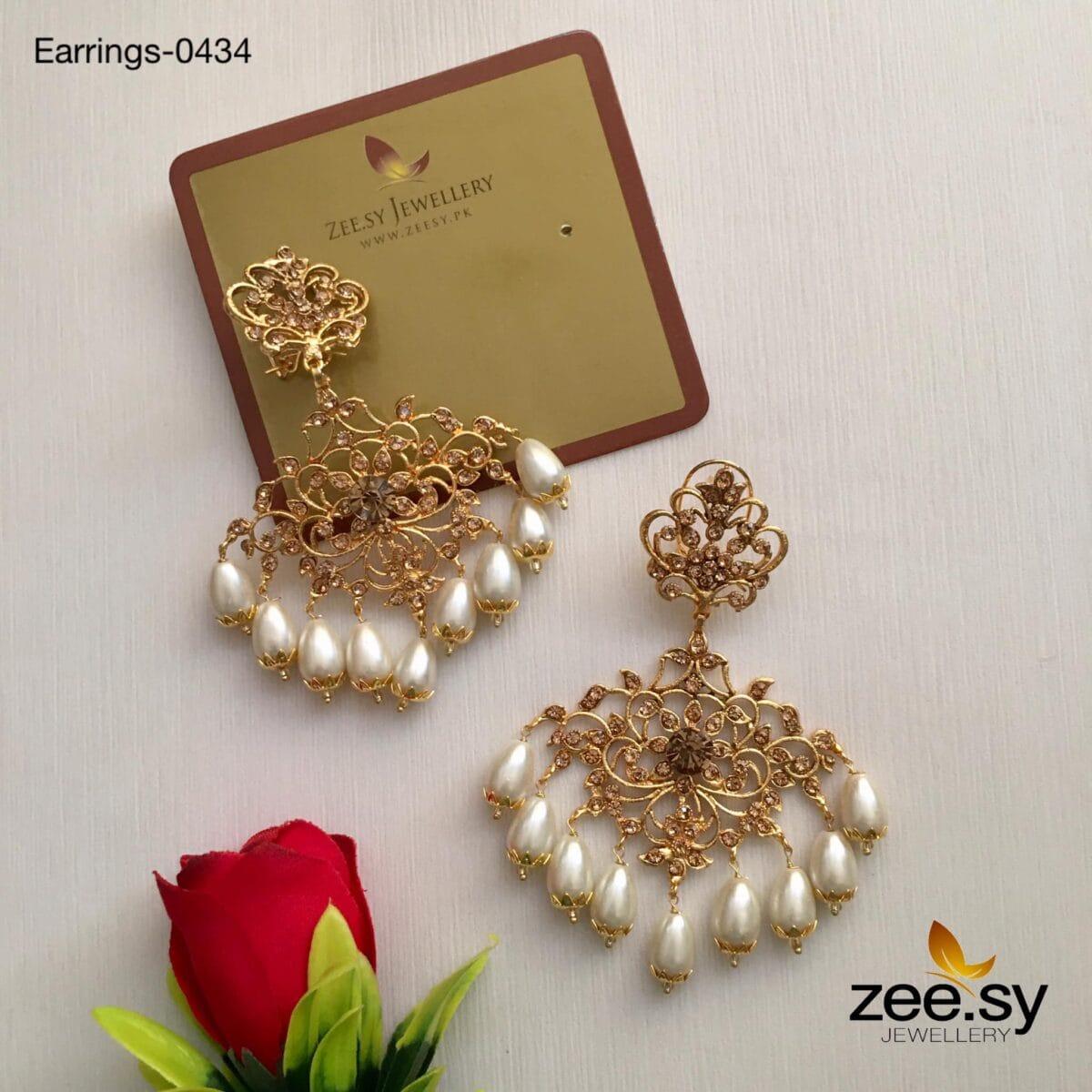Sunflower Earrings-0434 Champagne Pearl
