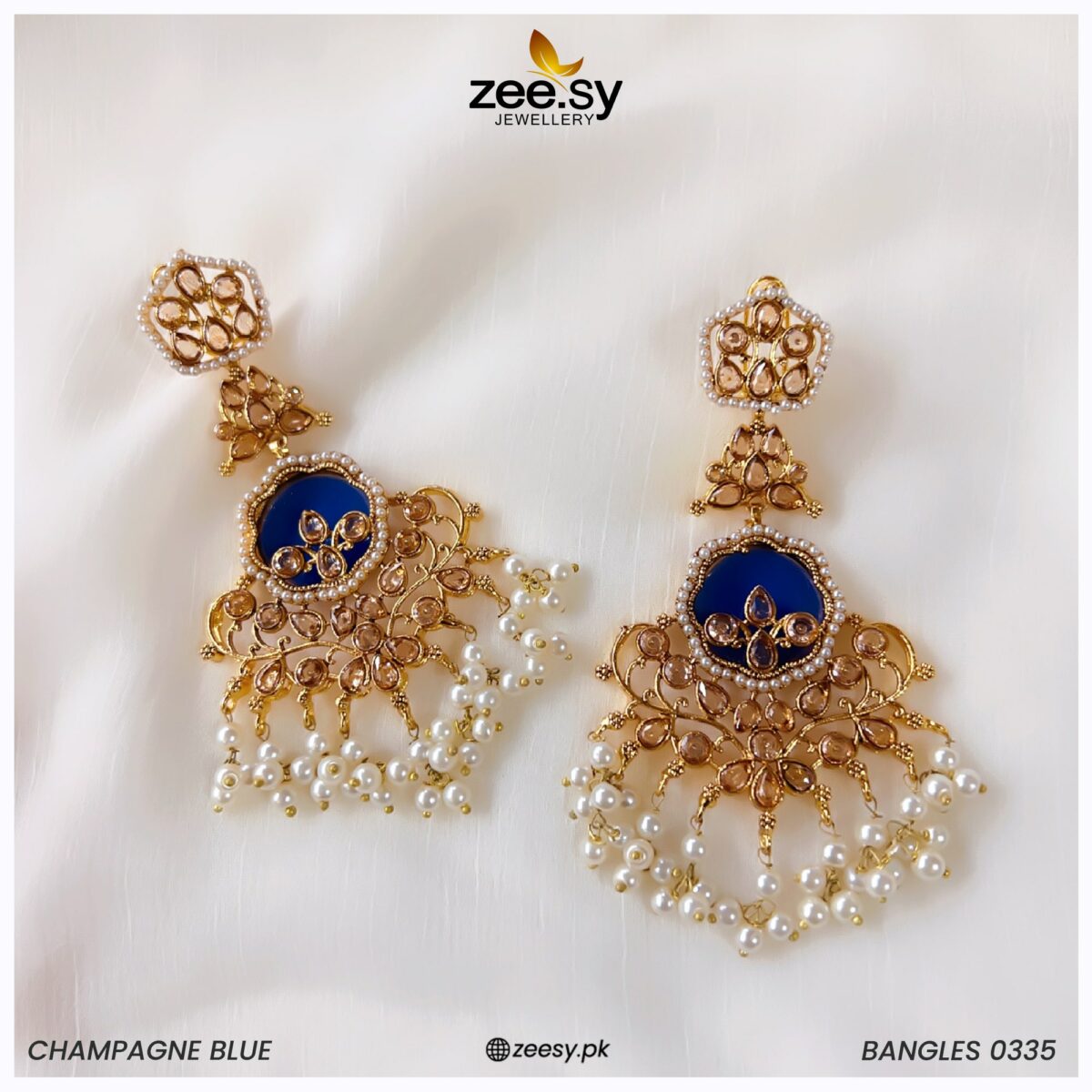 Earrings-0553 Champagne Blue