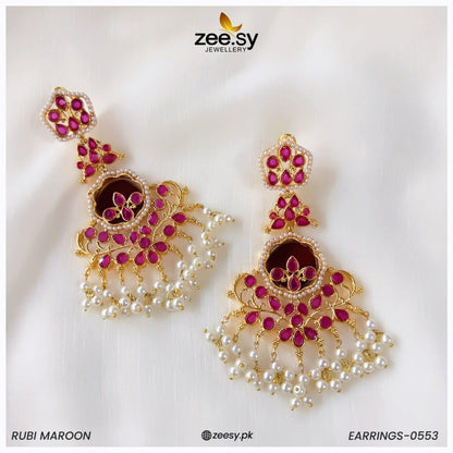 Earrings-0553 Rubi Maroon