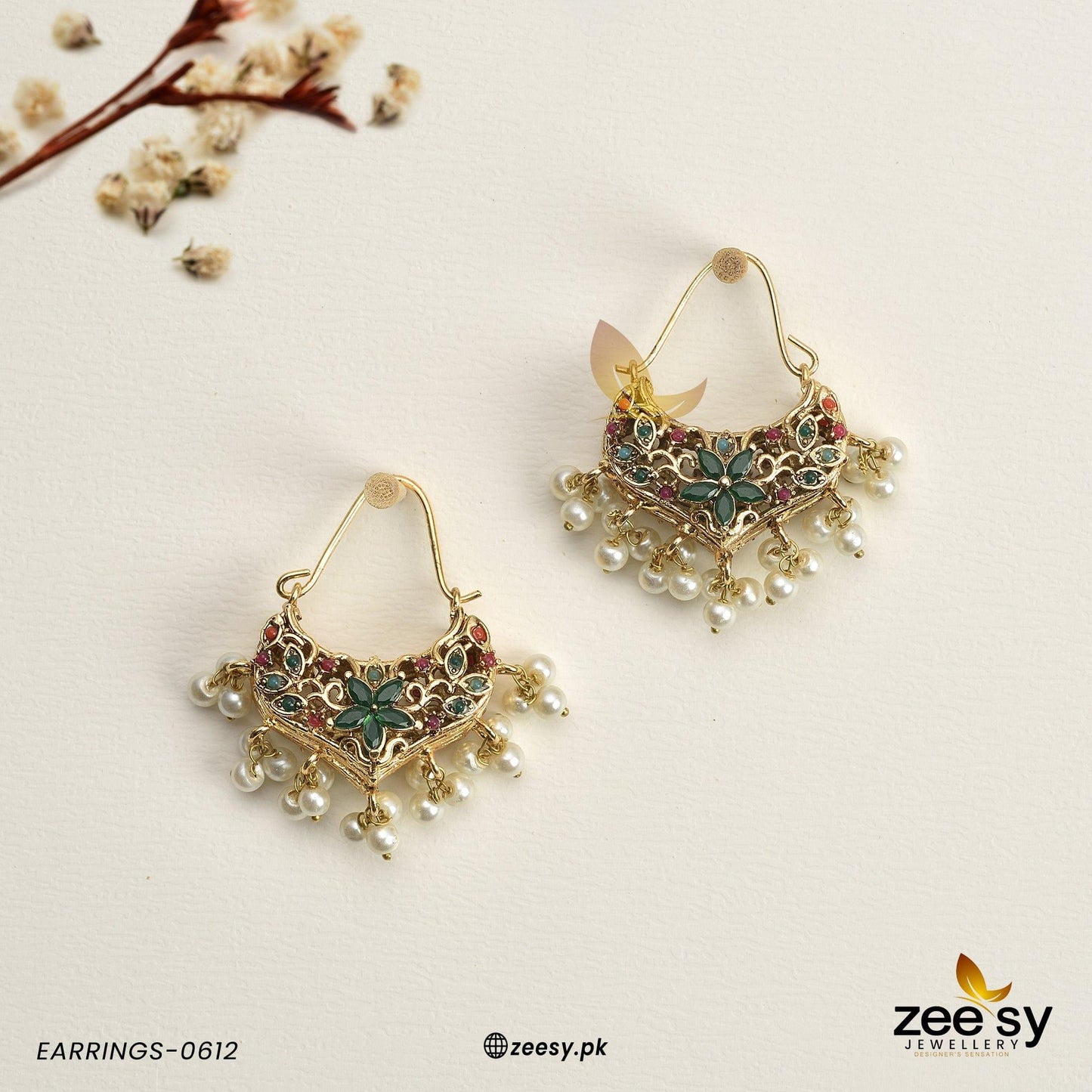 Earrings-0612 Green Nauratan