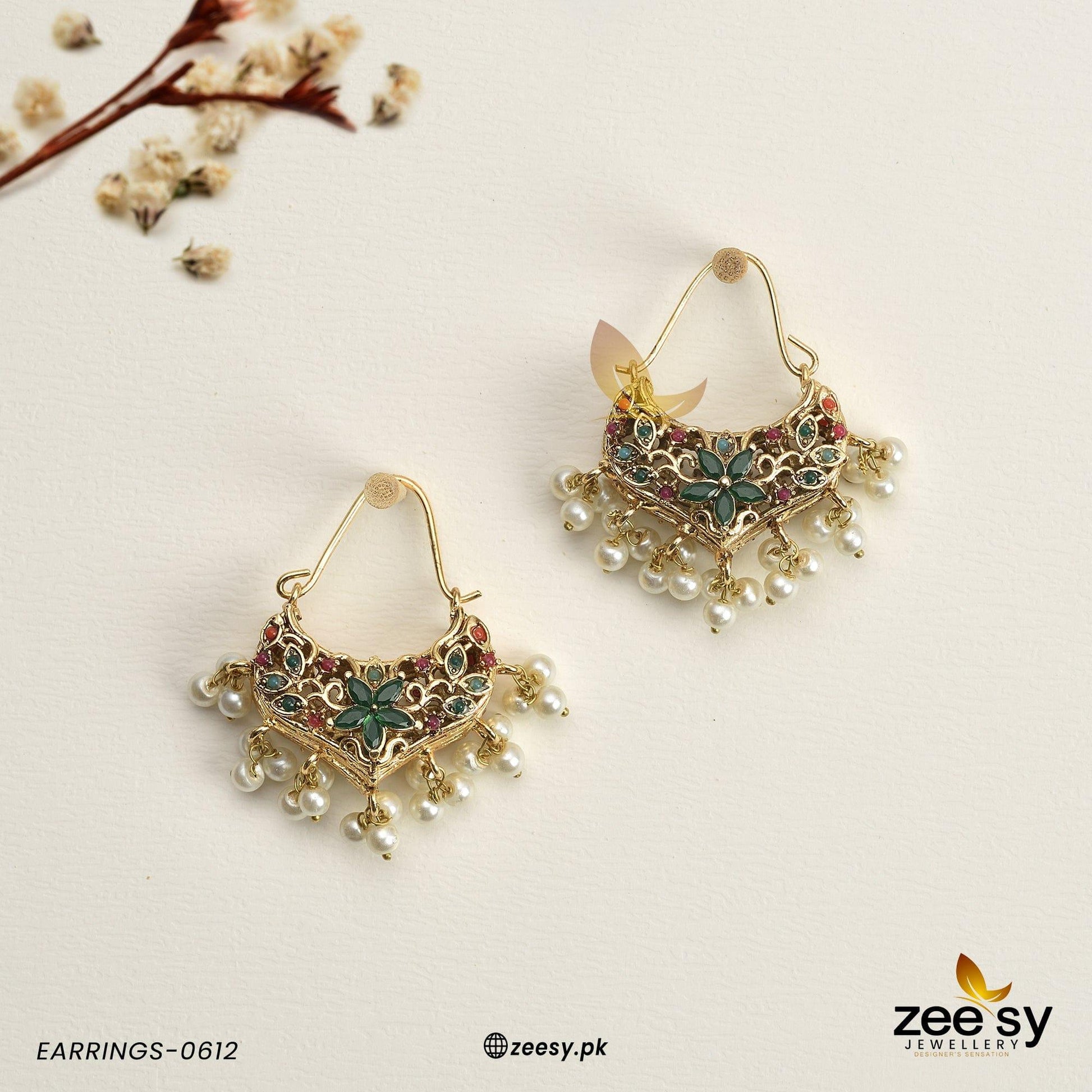 Earrings-0612 Green Nauratan