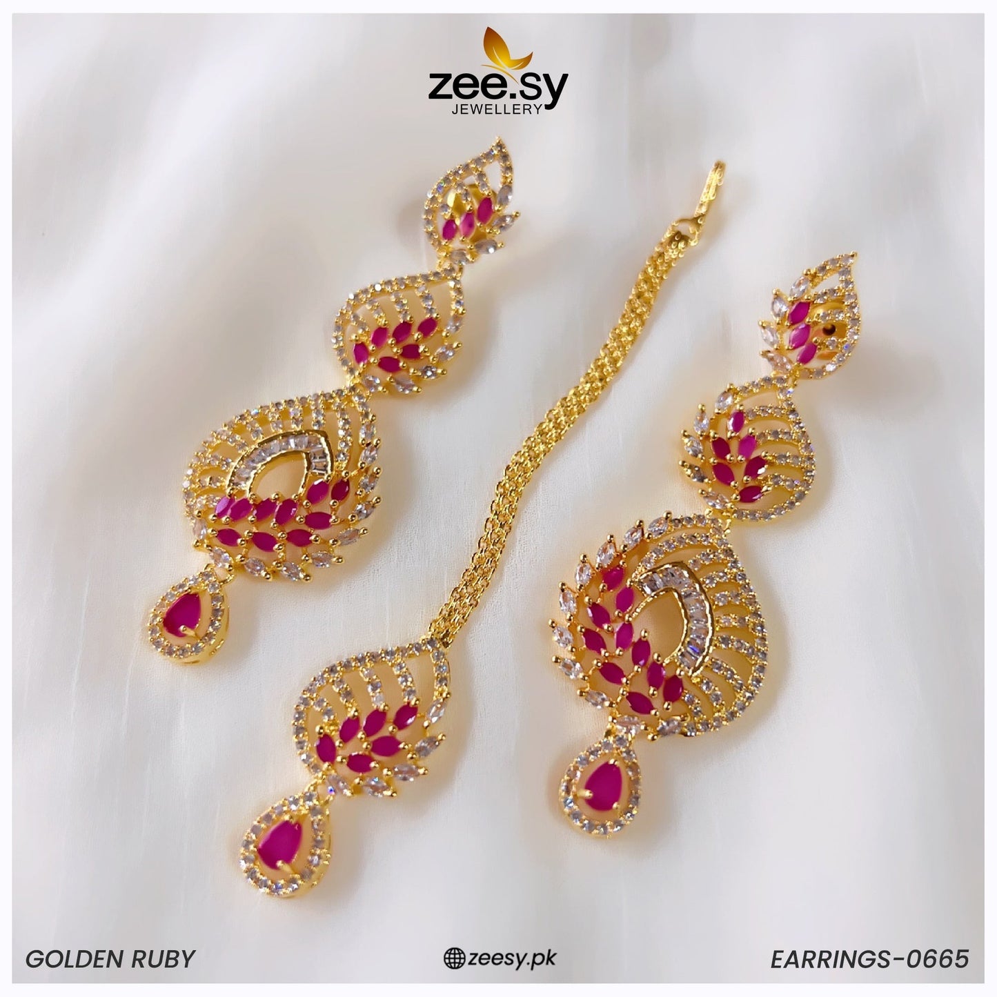 Earrings-0665 Golden Red