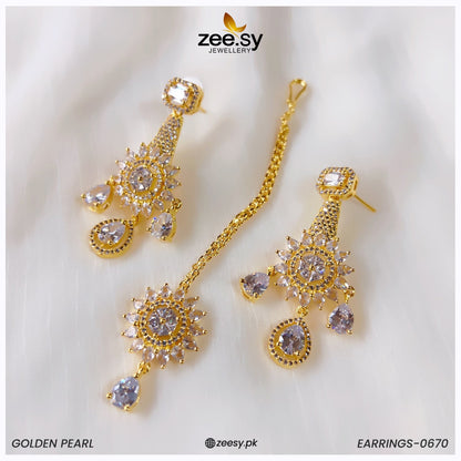 Earrings-0670 Golden White