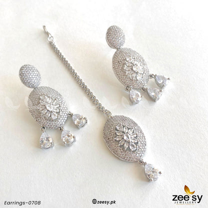 Earrings-0708 Silver White