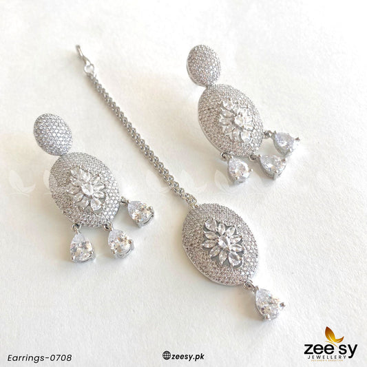 Earrings-0708 Silver White