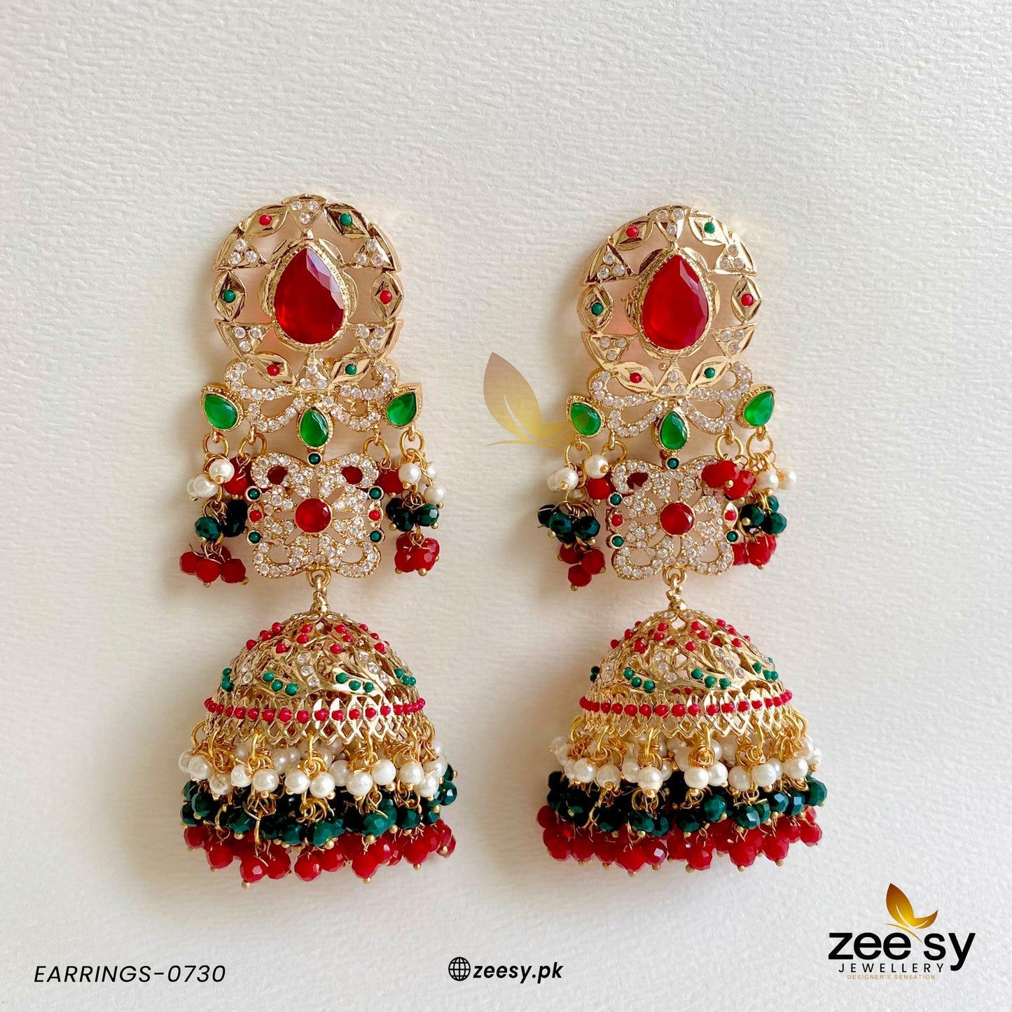 Earrings-0730 Red & Green