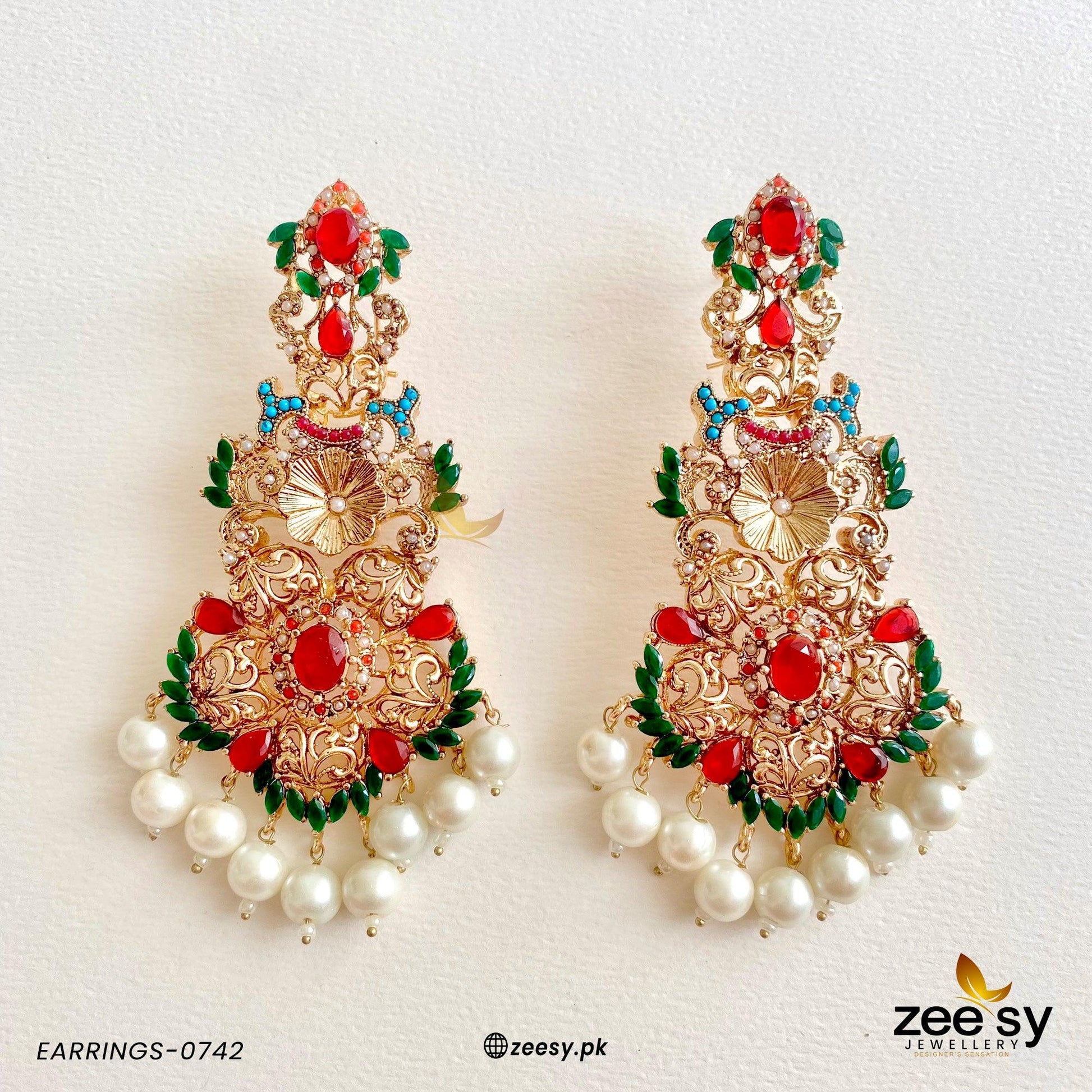 Earrings-0742 Red & Green