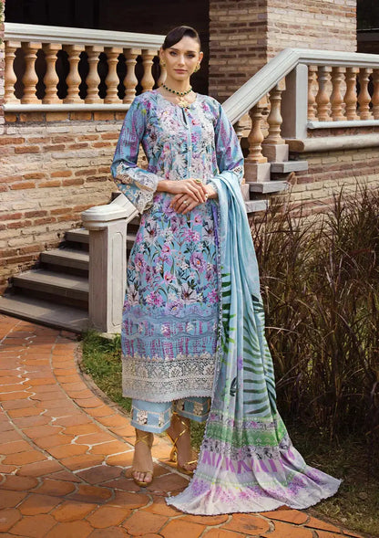Elaf Premium | Print Chikankari 24 | ECT-03A OCEAN BLUE - Pakistani Designer Dress - by Elaf Premium | Type: Luxury - 100% Original at Saira Sultan