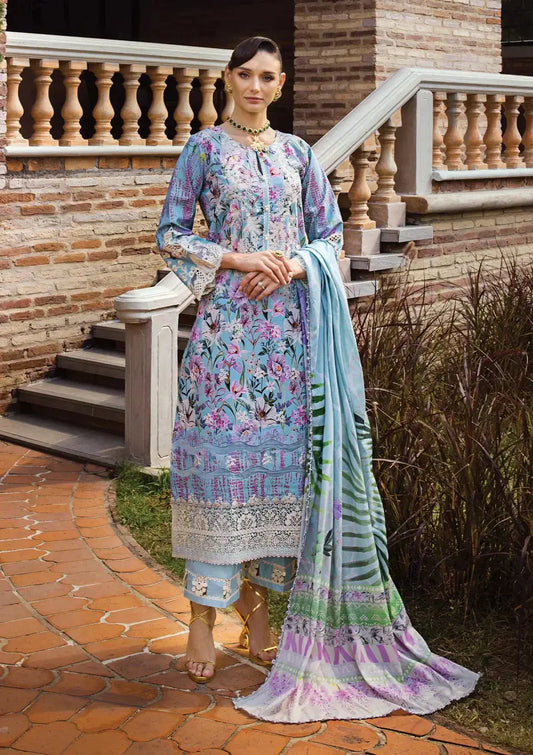 Elaf Premium | Print Chikankari 24 | ECT-03A OCEAN BLUE - Pakistani Designer Dress - by Elaf Premium | Type: Luxury - 100% Original at Saira Sultan