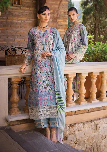 Elaf Premium | Print Chikankari 24 | ECT-03A OCEAN BLUE - Pakistani Designer Dress - by Elaf Premium | Type: Luxury - 100% Original at Saira Sultan