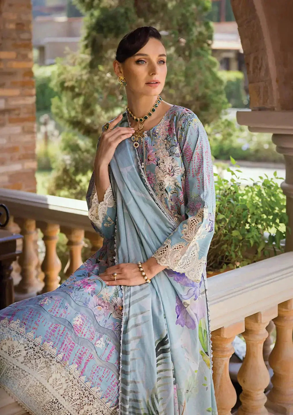 Elaf Premium | Print Chikankari 24 | ECT-03A OCEAN BLUE - Pakistani Designer Dress - by Elaf Premium | Type: Luxury - 100% Original at Saira Sultan