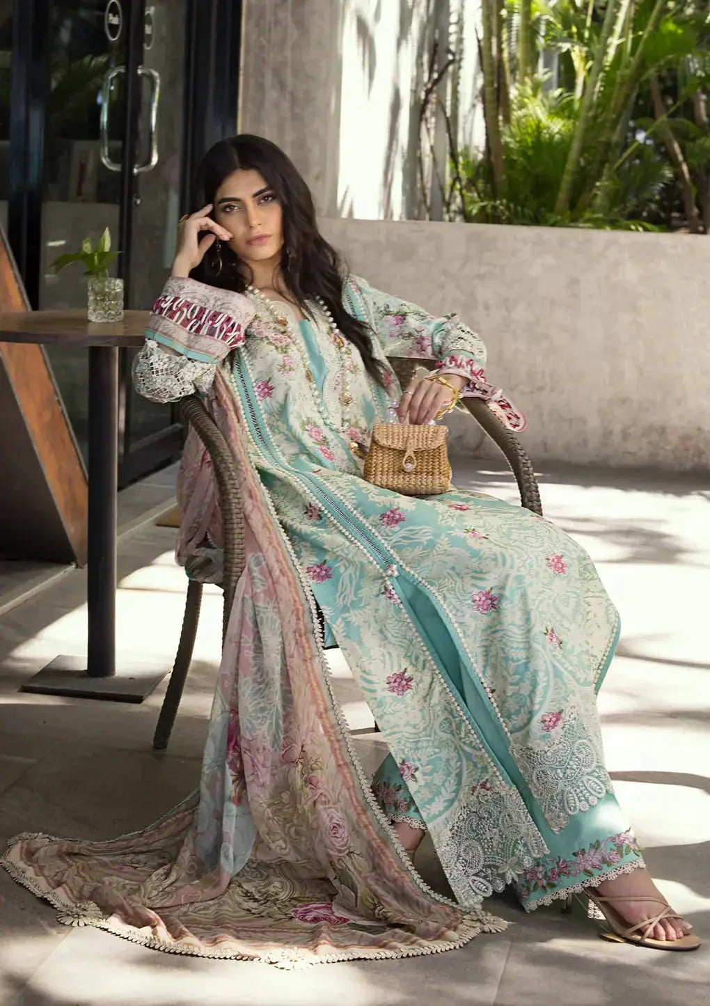 Elaf Premium | Signature Embroidered Lawn 24 | ESL-02B PEARLY ESSENCE - Pakistani Designer Dress - by Elaf Premium | Type: Luxury - 100% Original at Saira Sultan
