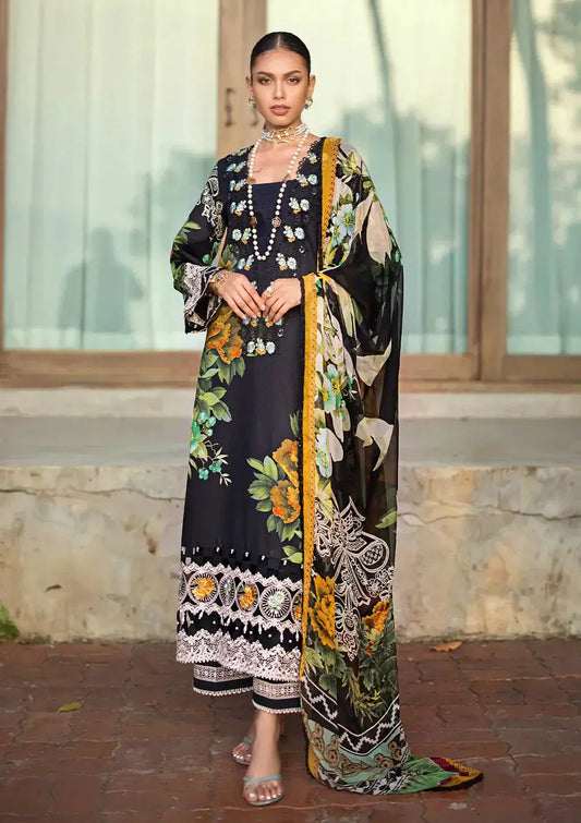 Elaf Premium | Signature Embroidered Lawn 24 | ESL-08B NIGHTFALL - Pakistani Designer Dress - by Elaf Premium | Type: Luxury - 100% Original at Saira Sultan