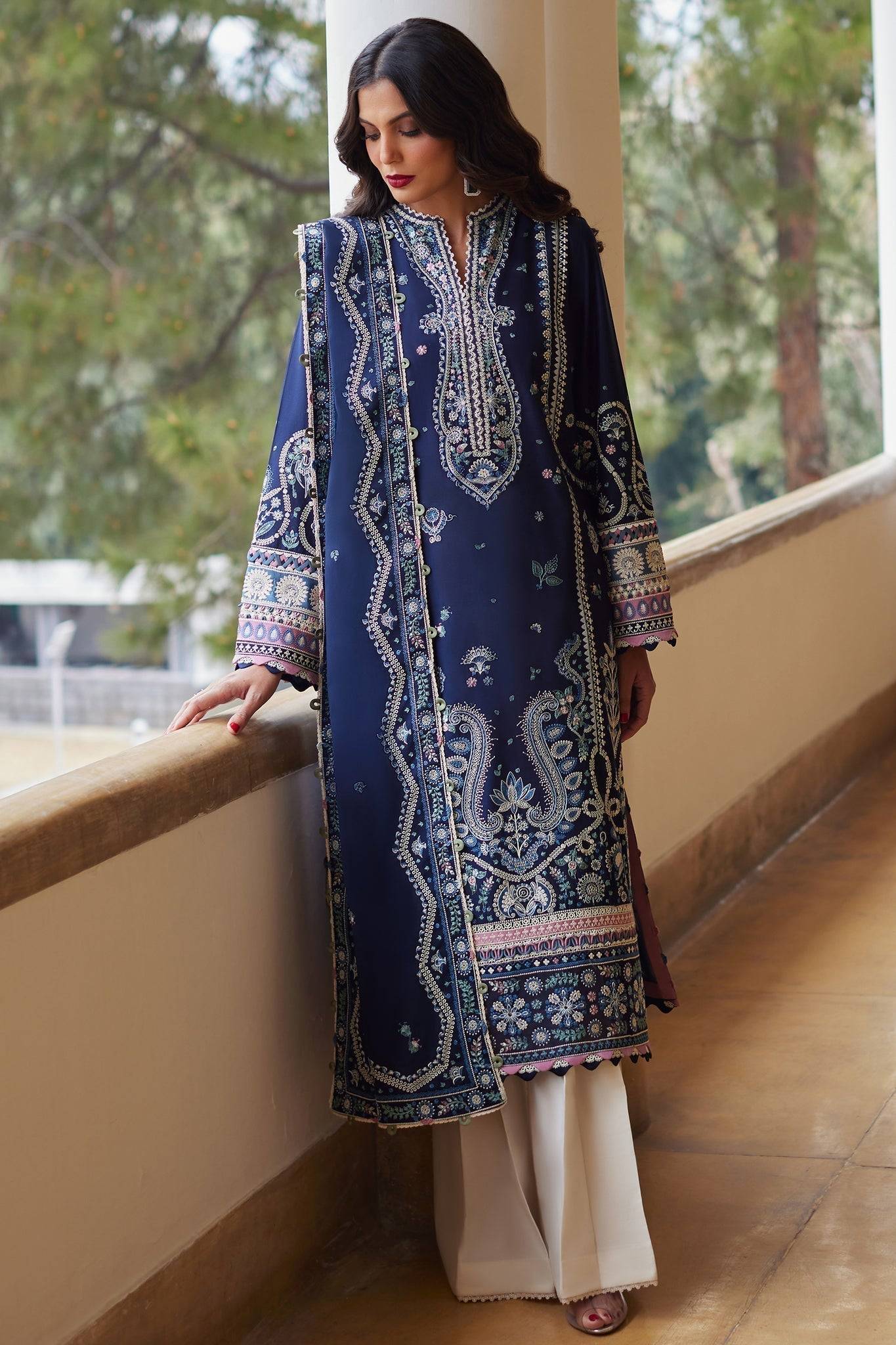 Elan | Lawn24 | MAHROSH (EL24-04 B) - Pakistani Designer Dress - by Elan | Type: Luxury - 100% Original at Saira Sultan