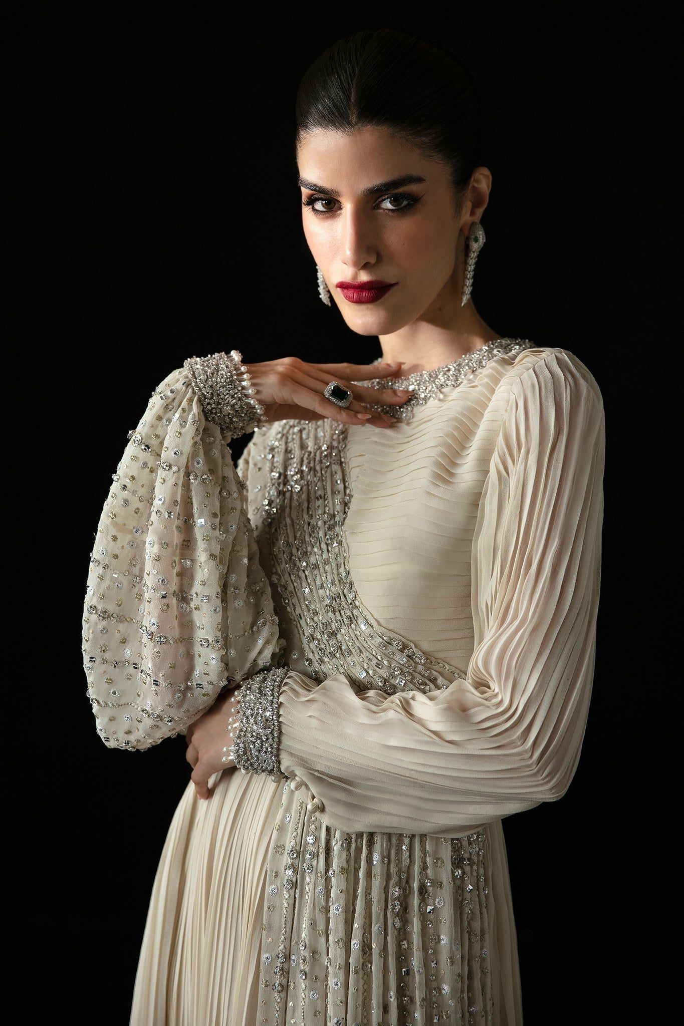 Elan | Pret Crepusule | CRISTAL DE LUNE (EP-21304) L Ivory Pure Chiffon