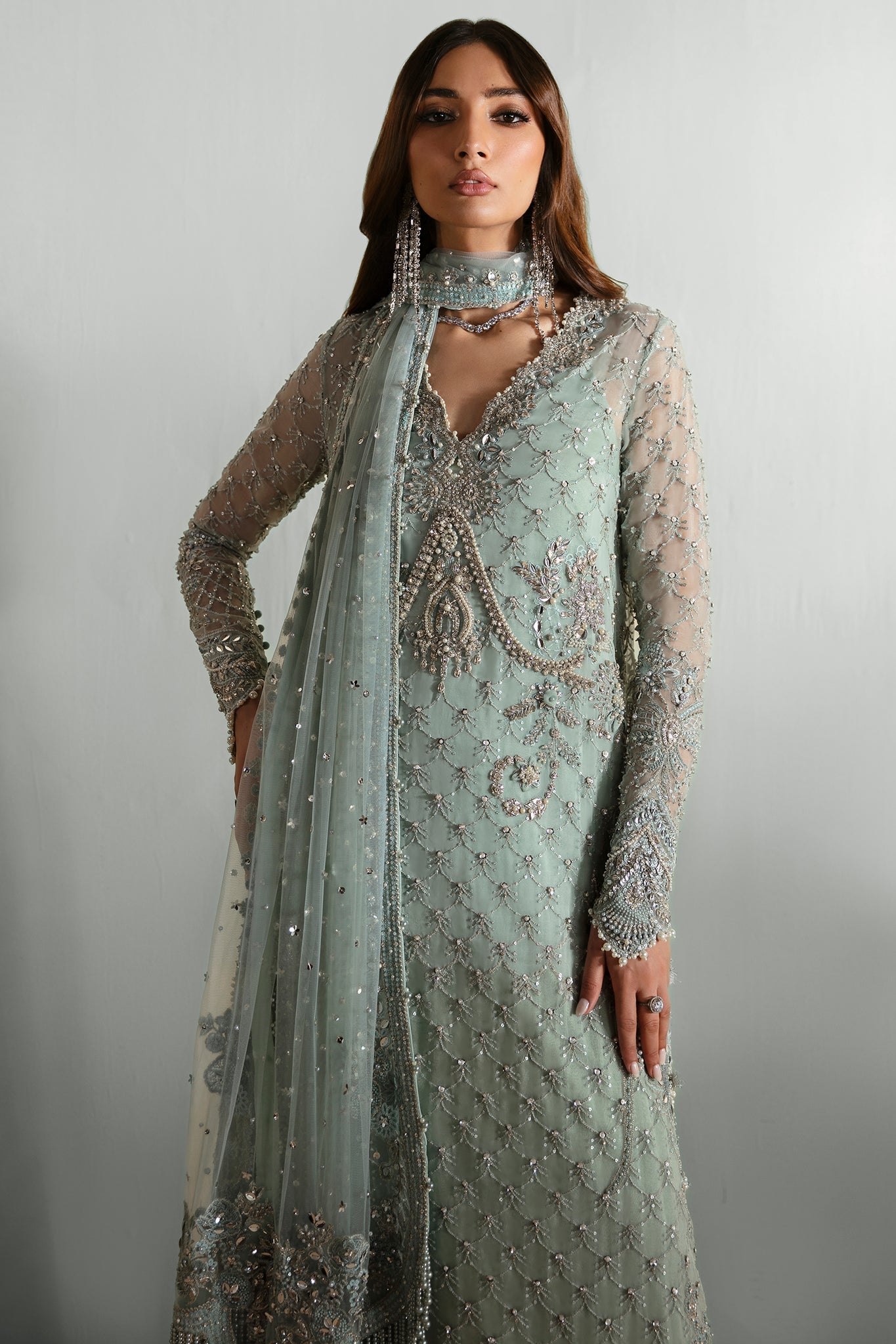 Elan | Pret Crepusule | RŠVE DE GIVRE (EP-21301) S Ice Blue Organza and Net