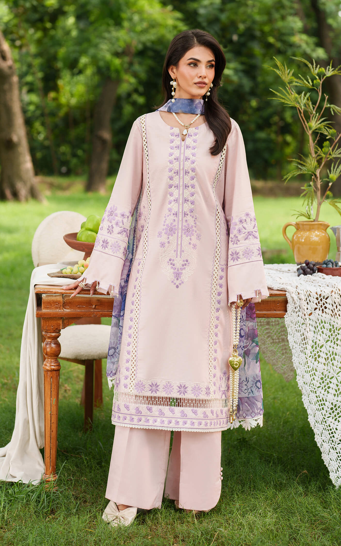 Asifa and Nabeel | Eden Cambric 25 | Elysian Petals ECU25-08 - Pakistani Designer Dress - by Asifa and Nabeel - Type : Ladies Clothes - 100% Original at Saira Sultan