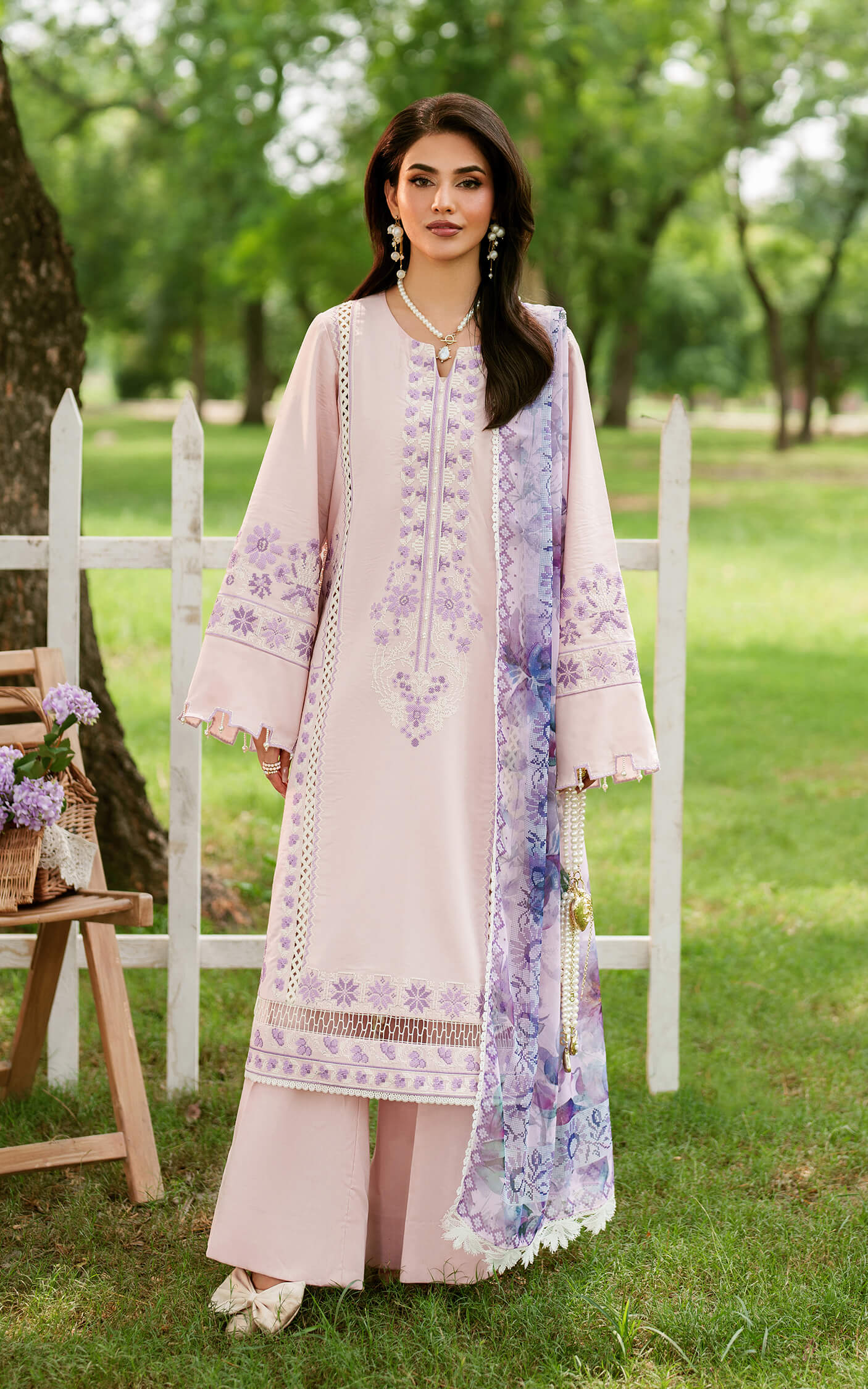 Asifa and Nabeel | Eden Cambric 25 | Elysian Petals ECU25-08 - Pakistani Designer Dress - by Asifa and Nabeel - Type : Ladies Clothes - 100% Original at Saira Sultan