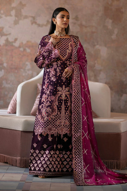 Emaan Adeel | Saanjh Velvet Collection 24 | Anika Custom Size Plum Velvet