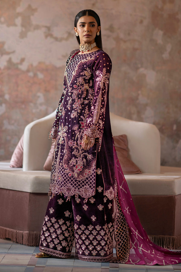 Emaan Adeel | Saanjh Velvet Collection 24 | Anika L Plum Velvet