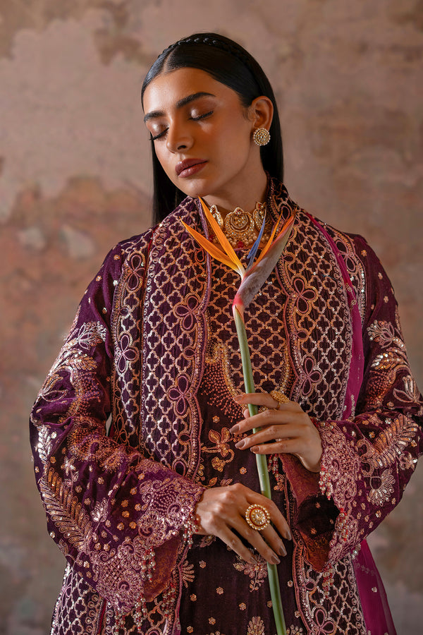 Emaan Adeel | Saanjh Velvet Collection 24 | Anika S Plum Velvet