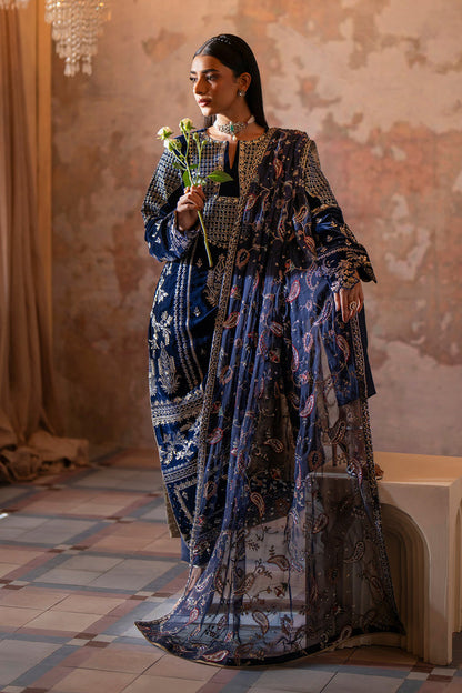 Emaan Adeel | Saanjh Velvet Collection 24 | Roshni Custom Size Navy Velvet