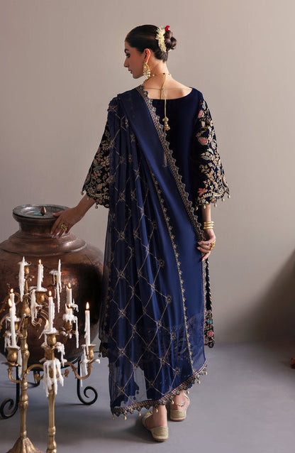 Emaan Adeel | Saanjh Velvet Collection 24 | MK-03 Falak S Navy Blue Velvet