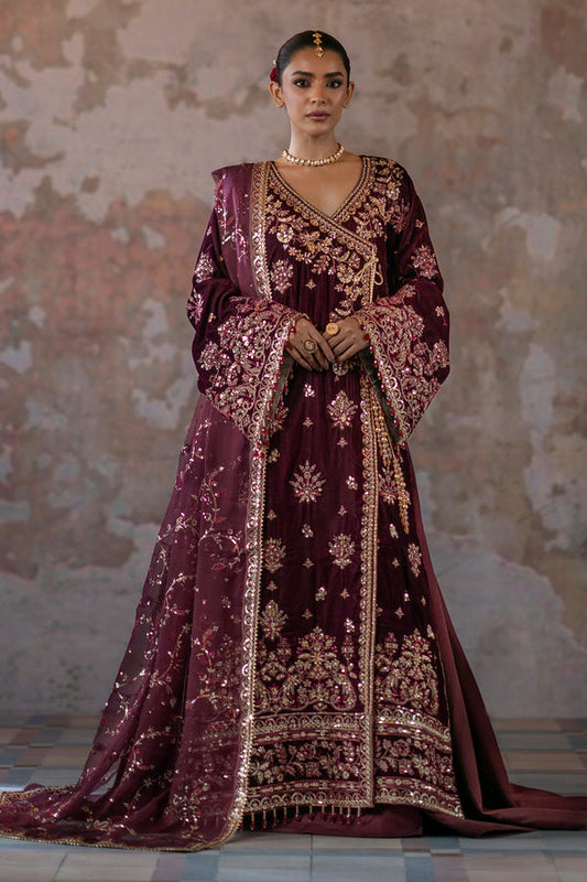 Emaan Adeel | Saanjh Velvet Collection 24 | Tanish XS Blood Red Velvet