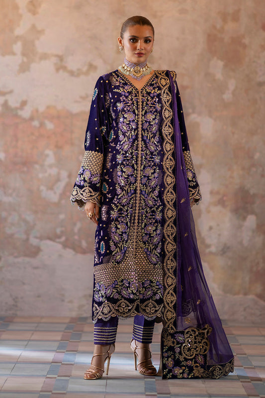 Emaan Adeel | Saanjh Velvet Collection 24 | Aroosh XS Blue Velvet