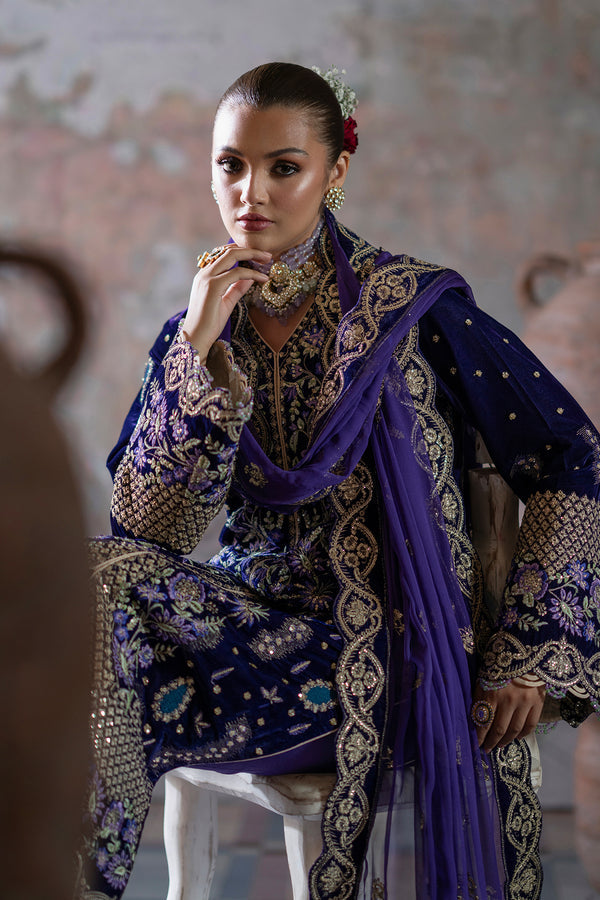 Emaan Adeel | Saanjh Velvet Collection 24 | Aroosh L Blue Velvet
