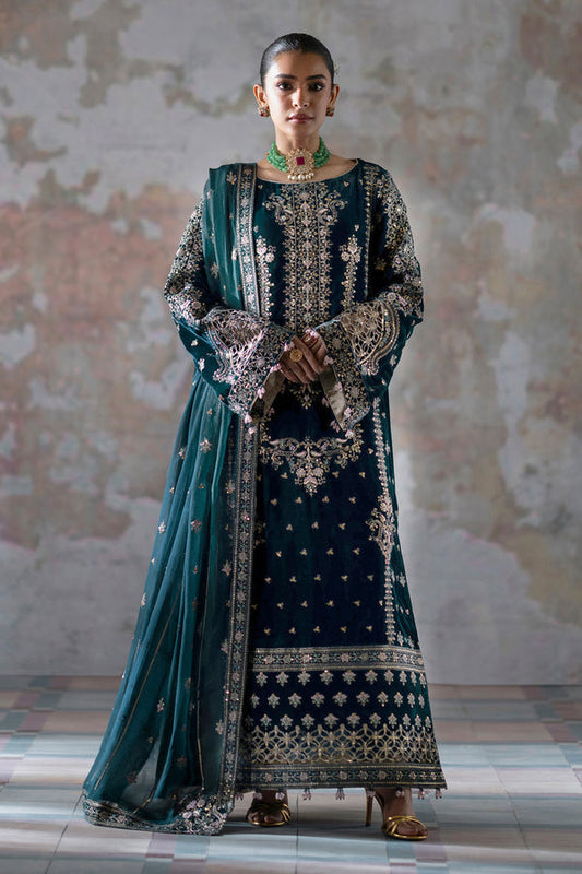 Emaan Adeel | Saanjh Velvet Collection 24 | Meher XS Deep Teal Velvet