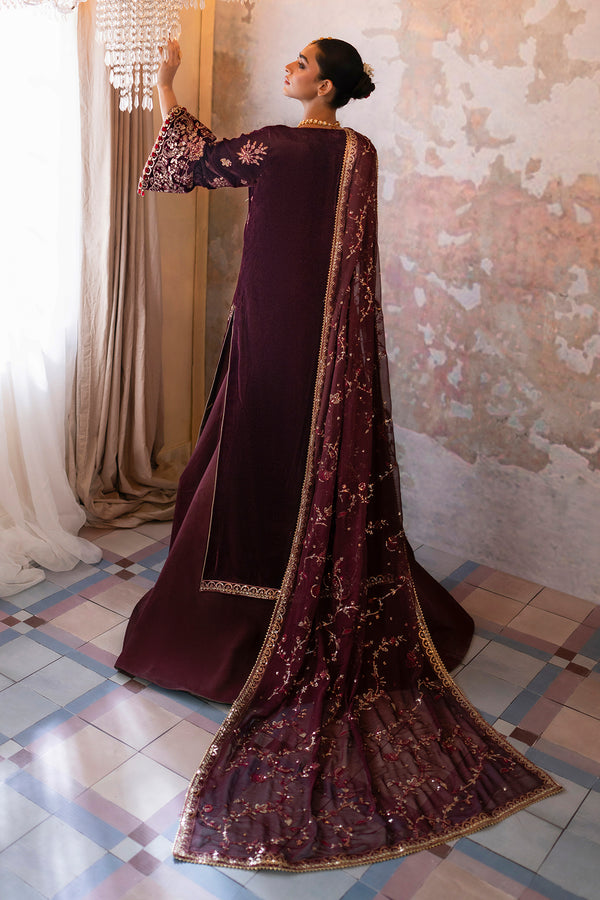 Emaan Adeel | Saanjh Velvet Collection 24 | Tanish XL Blood Red Velvet