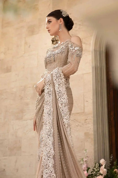Maria B | Mbroidered Fabrics 2024 | BD-2801 - Pakistani Designer Dress - by Maria B | Type: Bridal - 100% Original at Saira Sultan