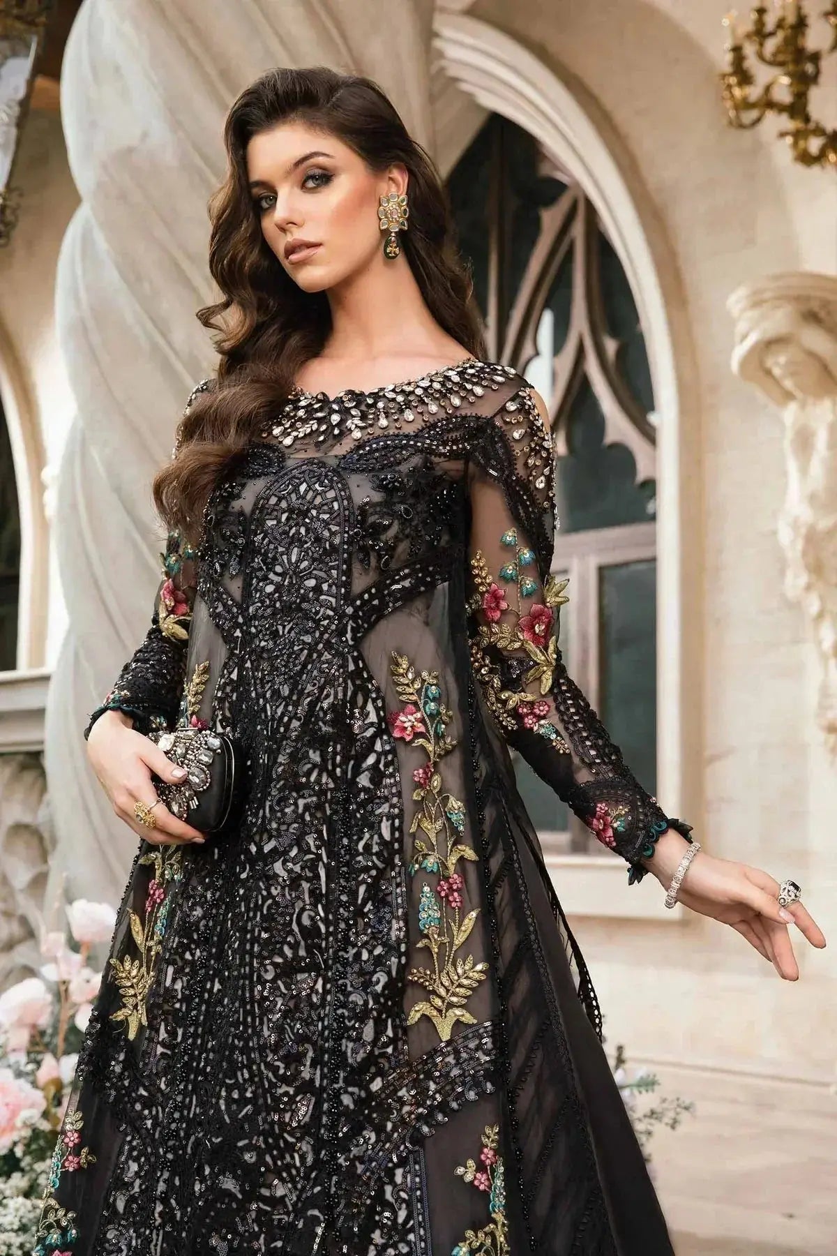 Maria B | Mbroidered Fabrics 2024 | BD-2802 - Pakistani Designer Dress - by Maria B | Type: Bridal - 100% Original at Saira Sultan