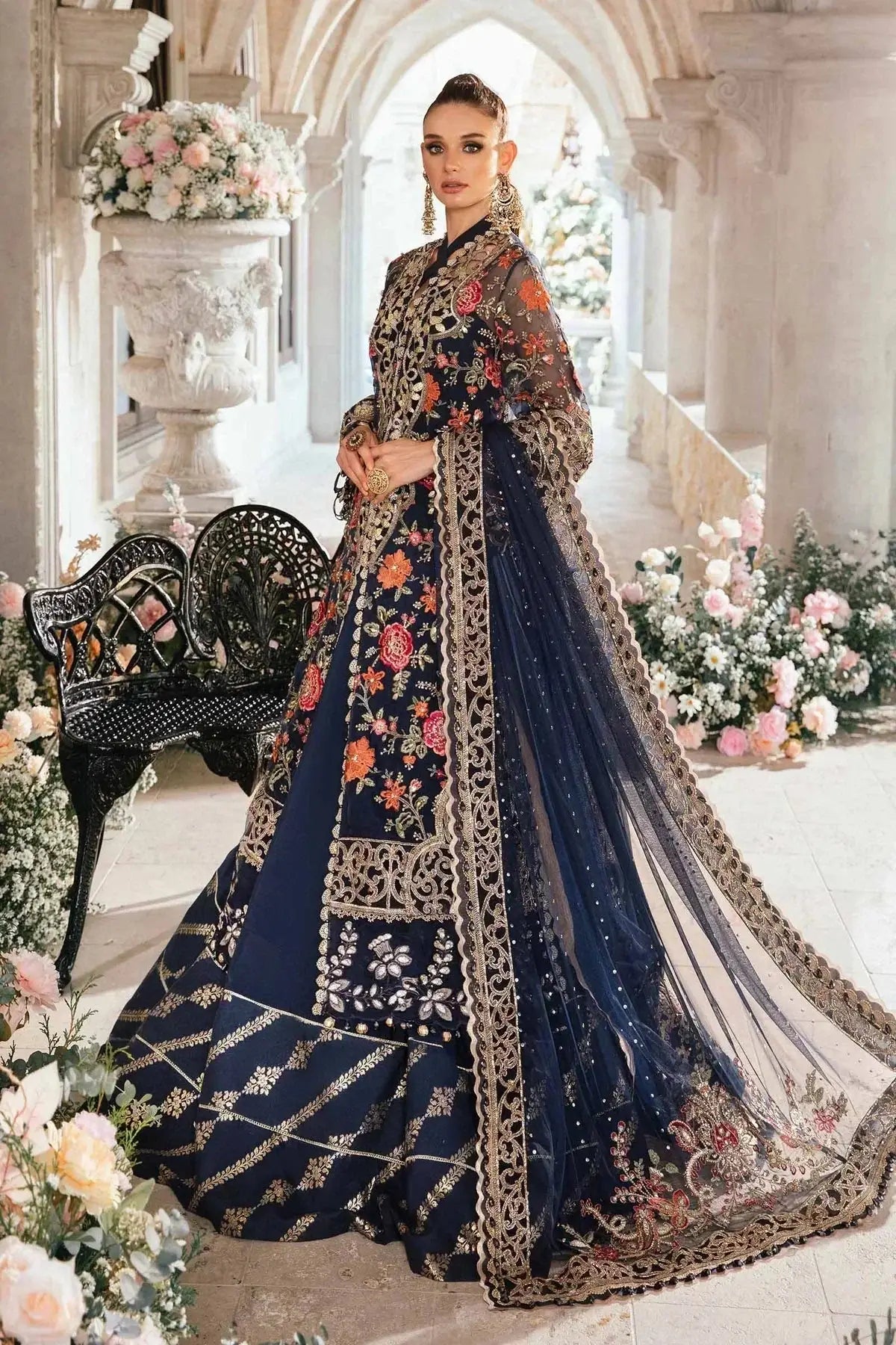 Maria B | Mbroidered Fabrics 2024 | BD-2808 - Pakistani Designer Dress - by Maria B | Type: Bridal - 100% Original at Saira Sultan