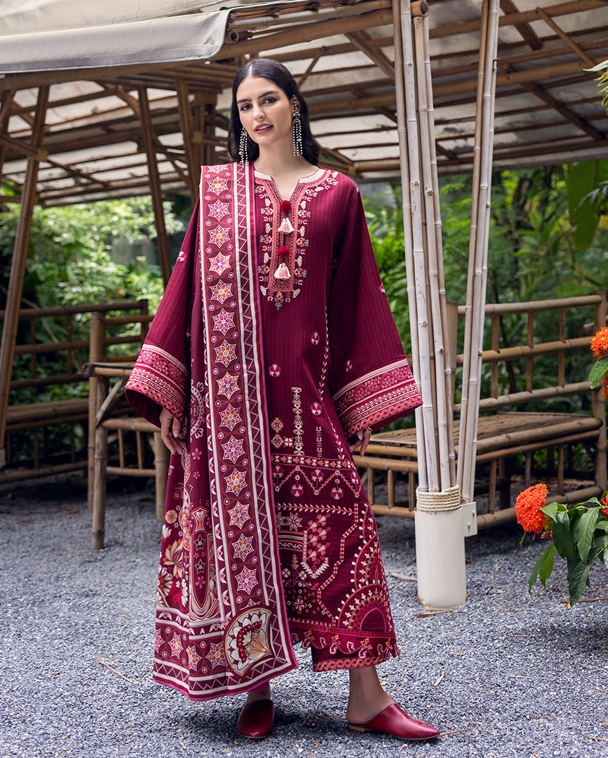 Mushq | Hemline Karandi | Emerald Glimmer by Mushq - Designer Dress - Type : Ladies Clothes - Available at Saira Sultan - 100% Original 