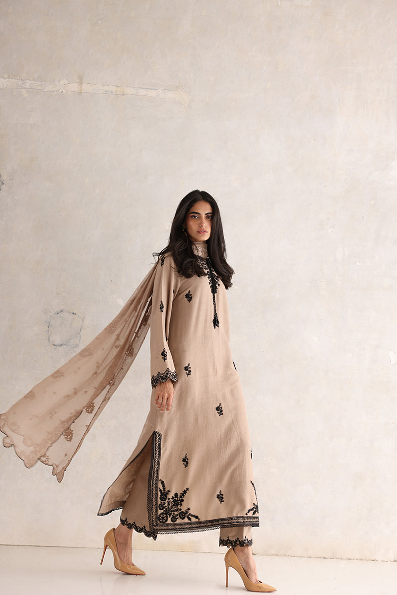 Sana Abbas | Luxury Pret | Emira XL Beige Pure Karandi