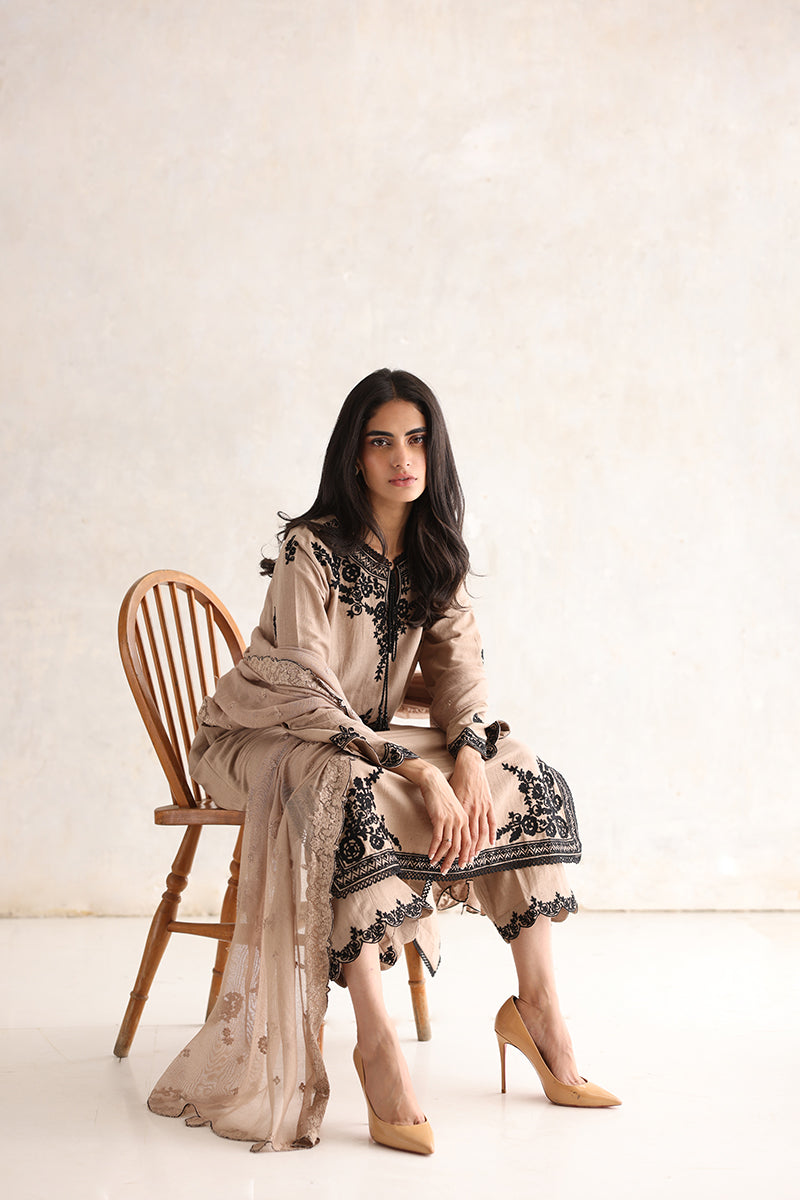 Sana Abbas | Luxury Pret | Emira M Beige Pure Karandi