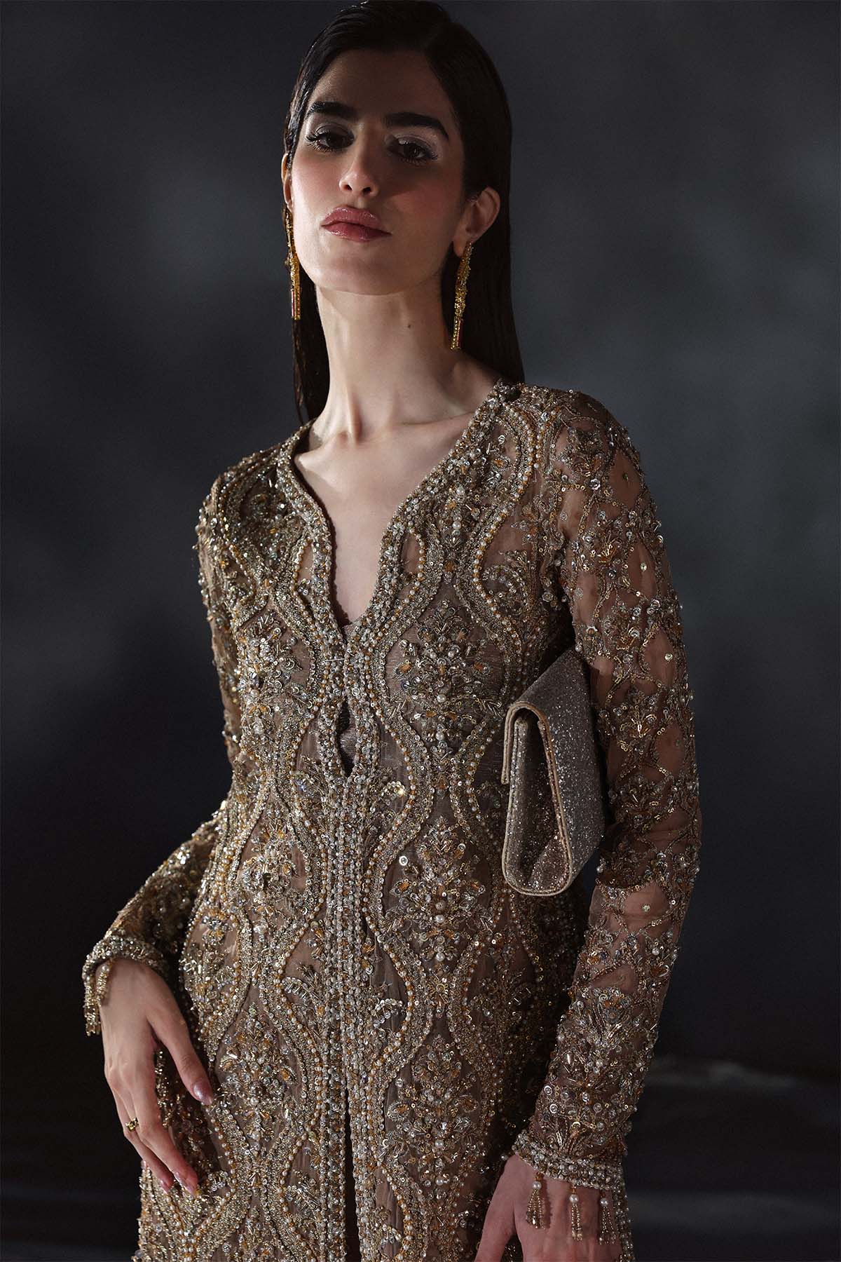 Enzo | Chateau De Lumiere | Nue L Mustard Brown Organza