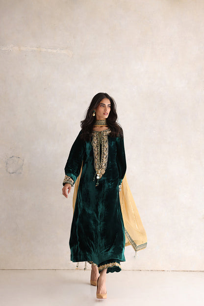 Sana Abbas | Velvet Formals | ESRA M Emerald Green Velvet