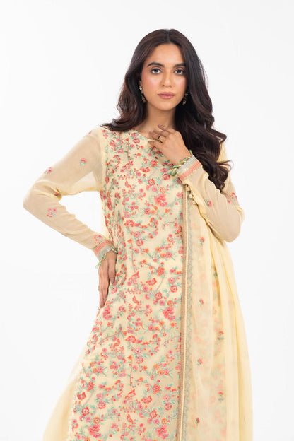 AlKaram | Festive Summer 25 | FC-21I-25-Yellow M Dust Yellow Chiffon