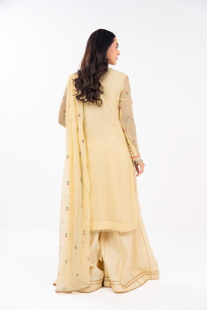 AlKaram | Festive Summer 25 | FC-21I-25-Yellow S Dust Yellow Chiffon