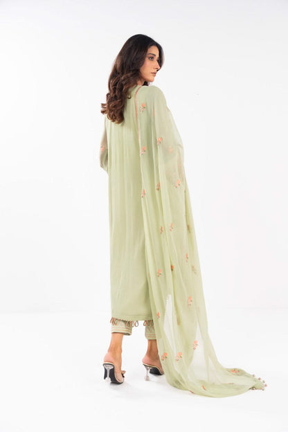 Al Karam | Festive Summer 25 | A-13 S Mint Gray Chiffon