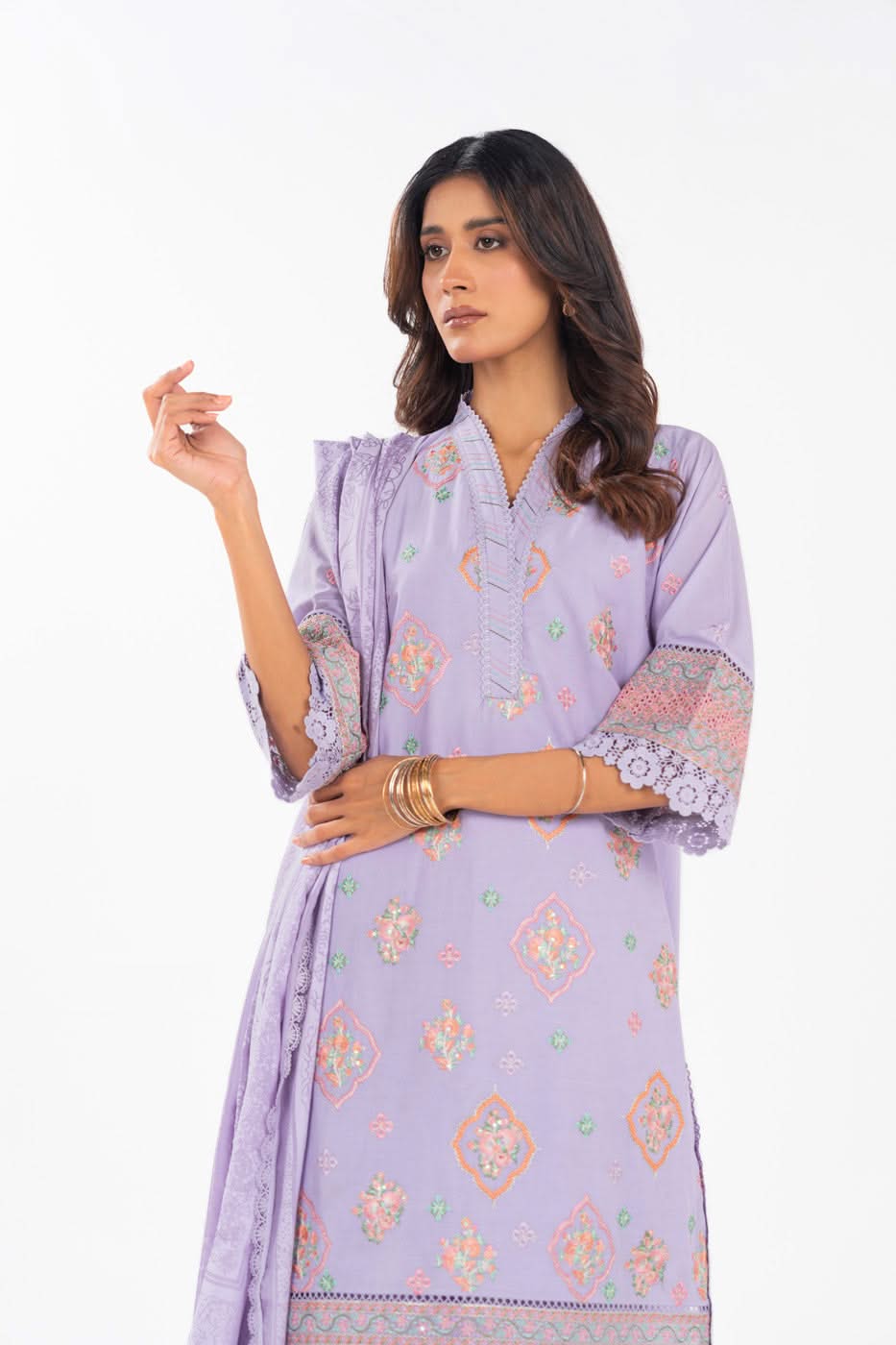 AlKaram | Festive Summer 25 | FC-24J-25-Lavender M Light Lavender Lawn