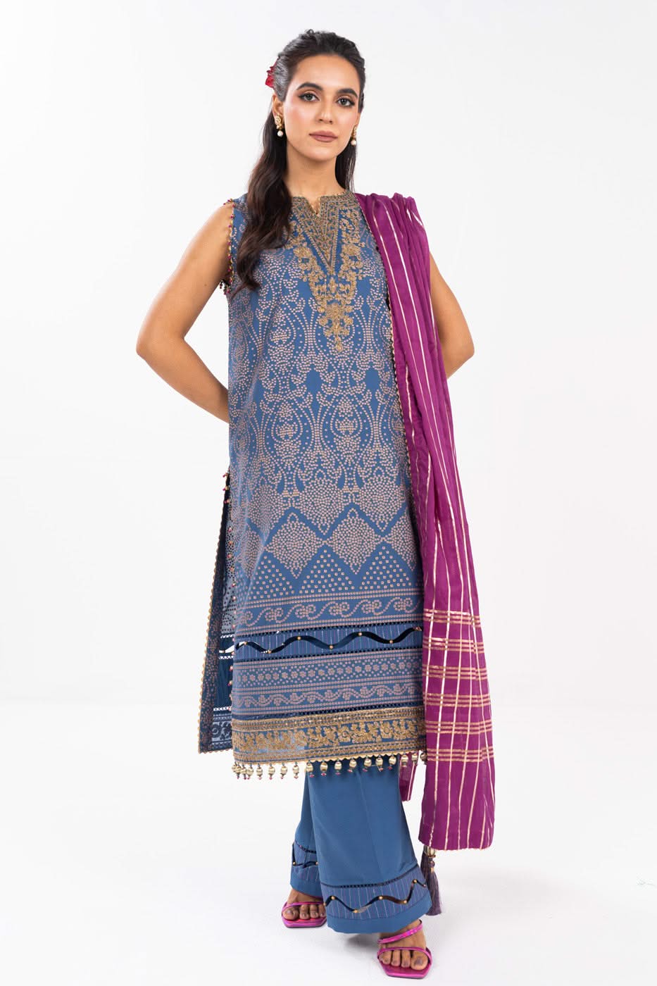 AlKaram | Festive Summer 25 | FC-34N-25-Persian Blue XS Persion Blue Cambric