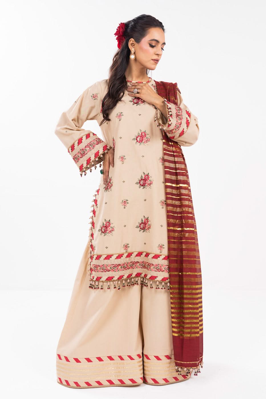 AlKaram | Festive Summer 25 | FC-35N-25-Beige XS Beige Cambric