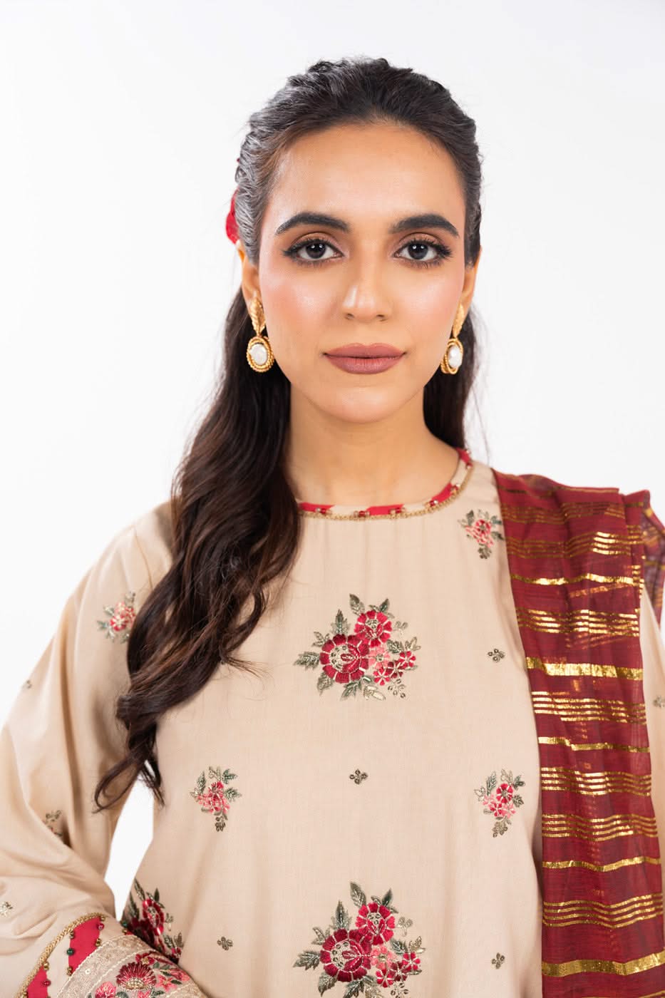 AlKaram | Festive Summer 25 | FC-35N-25-Beige L Beige Cambric