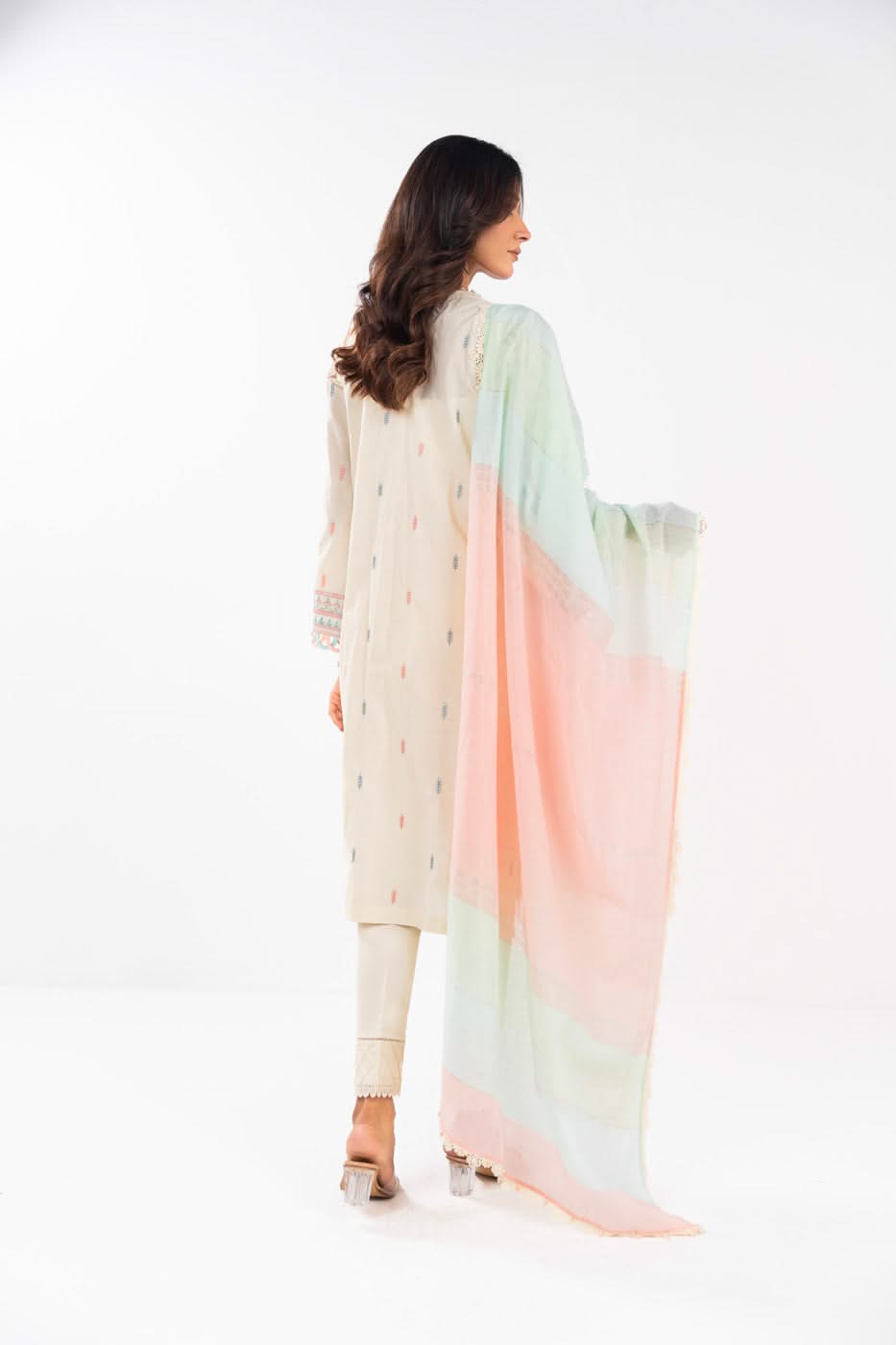 AlKaram | Festive Summer 25 | FC-3A-25-Cream S Cream Lawn